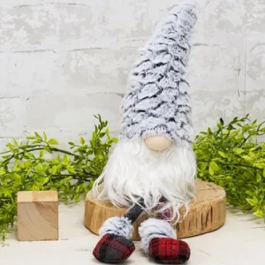 ' Small Dangle Leg Plush Fur Gnome w/Fluffy Hat (Pack of 2)