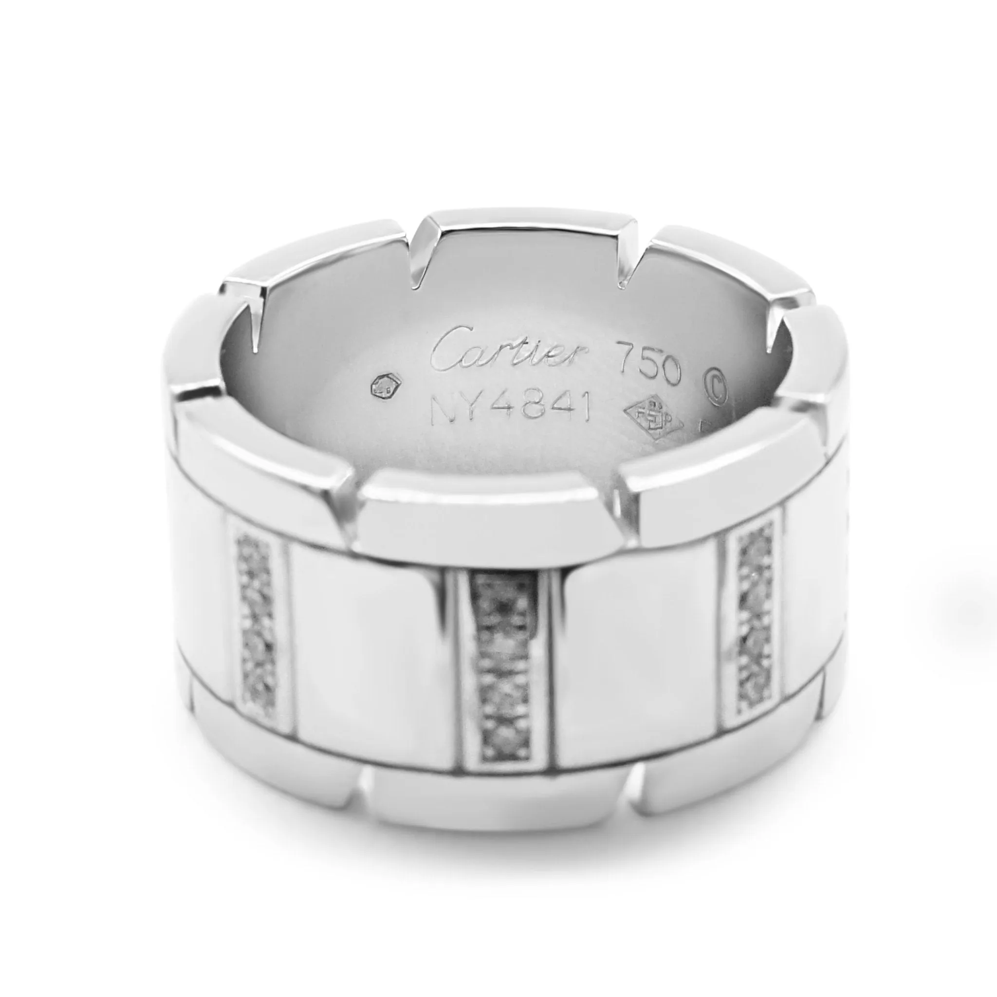 11mm Cartier Tank Francaise Diamond Ring Size 53 - 18ct White Gold