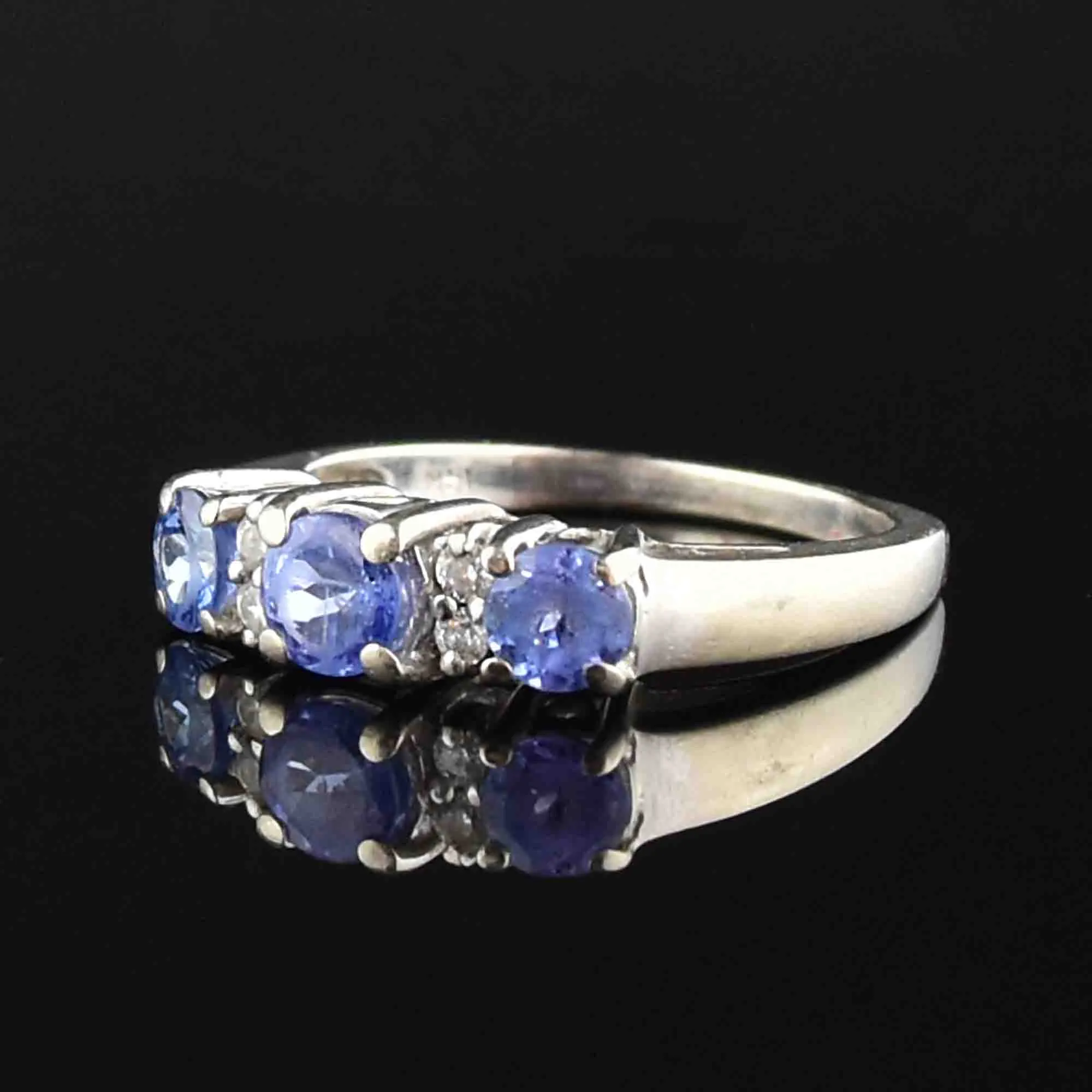 14K White Gold Diamond Tanzanite Band Ring