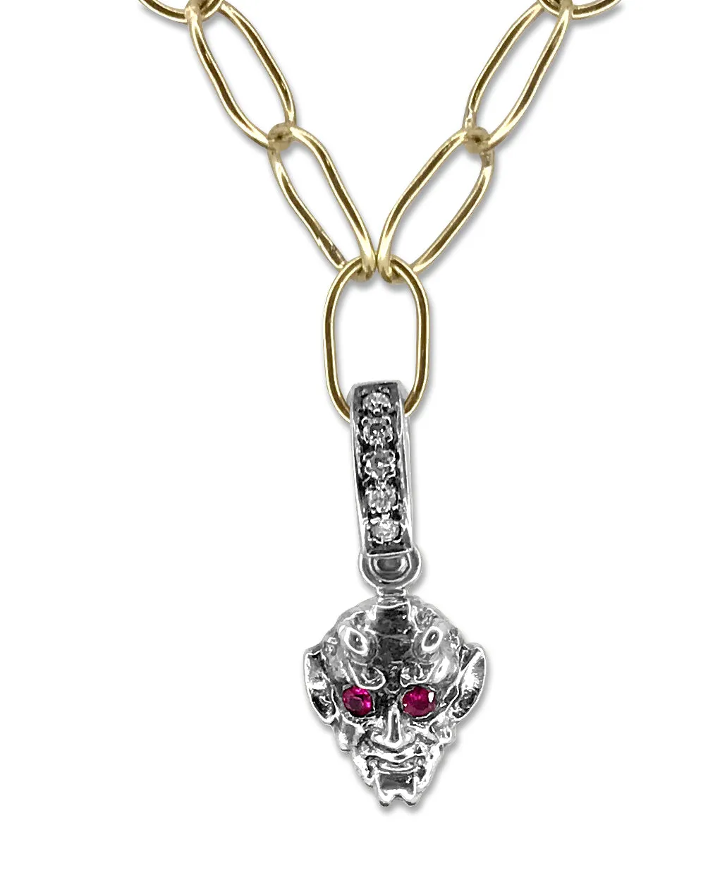 18kt White Gold Mini Devil Ruby Charm