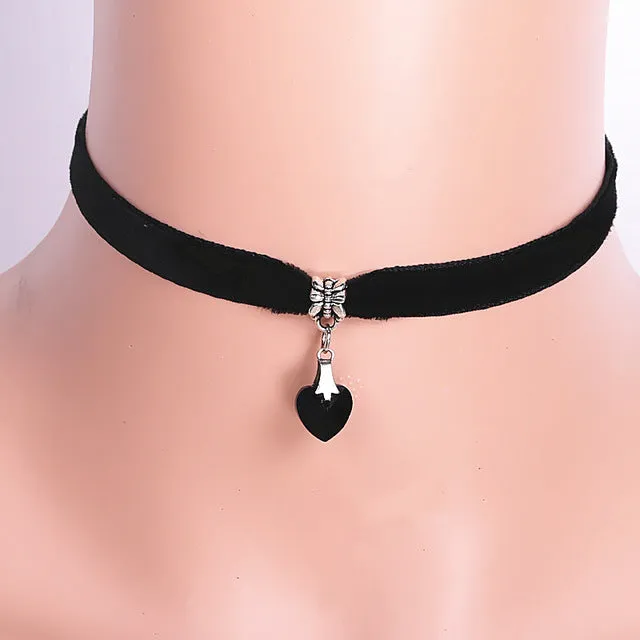 2 Pcs 2017 Vintage Retro Black Velvet Choker Necklace Women Chokers Necklaces Chocker collares mujer Collier ras de cou