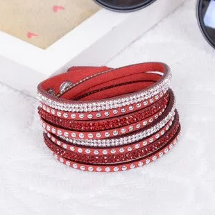 2016 Hot Selling ! New Women's Red Fashion Leather Bracelets For women Christmas Gifts New Year 18 Color ChoicesFree Shipping