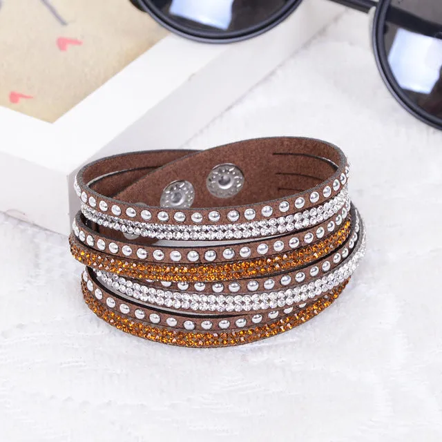 2016 Hot Selling ! New Women's Red Fashion Leather Bracelets For women Christmas Gifts New Year 18 Color ChoicesFree Shipping