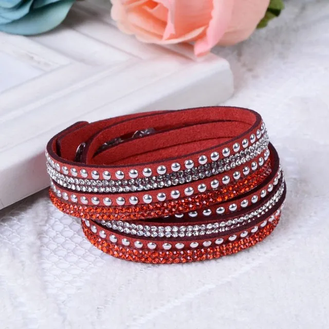 2016 Hot Selling ! New Women's Red Fashion Leather Bracelets For women Christmas Gifts New Year 18 Color ChoicesFree Shipping