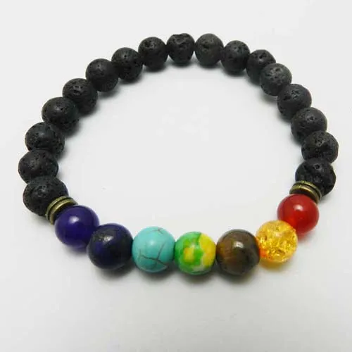 2016 New 7 Chakra Bracelet Men Black Lava Healing Balance Beads Reiki Buddha Prayer Natural Stone Yoga Bracelet For Women