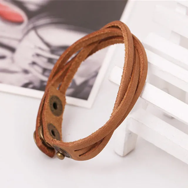 2017 New Vintage Snap Bracelet Men/Women Adjustable Leather Wrap Bracelets & Bangles Fashion Pulseira Masculina Jewelry NP1781