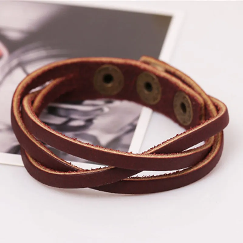 2017 New Vintage Snap Bracelet Men/Women Adjustable Leather Wrap Bracelets & Bangles Fashion Pulseira Masculina Jewelry NP1781