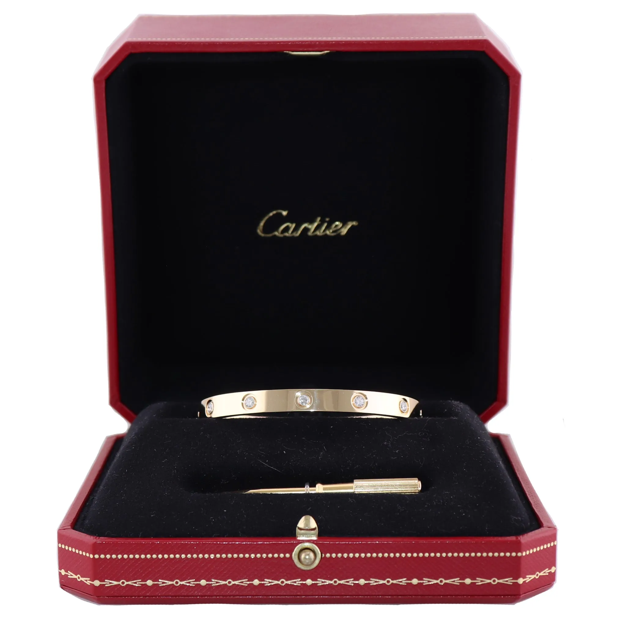 2020 Cartier 18k Yellow Gold 10 Diamond Love Bangle Bracelet Size 17 B P