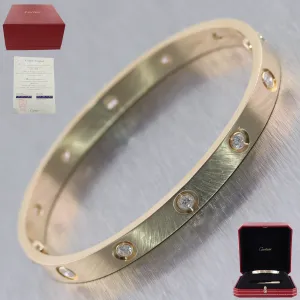 2020 Cartier 18k Yellow Gold 10 Diamond Love Bangle Bracelet Size 17 B P