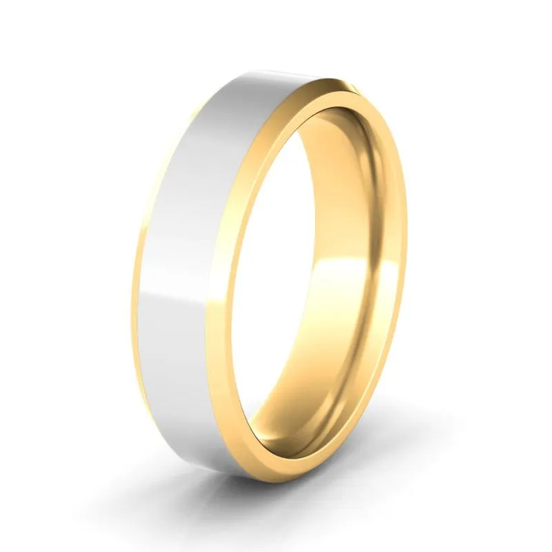 6mm High Polished Two Tone & Beveled Men's Wedding Band