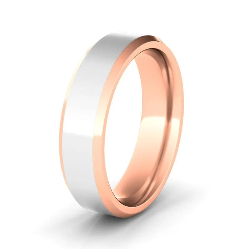 6mm High Polished Two Tone & Beveled Men's Wedding Band