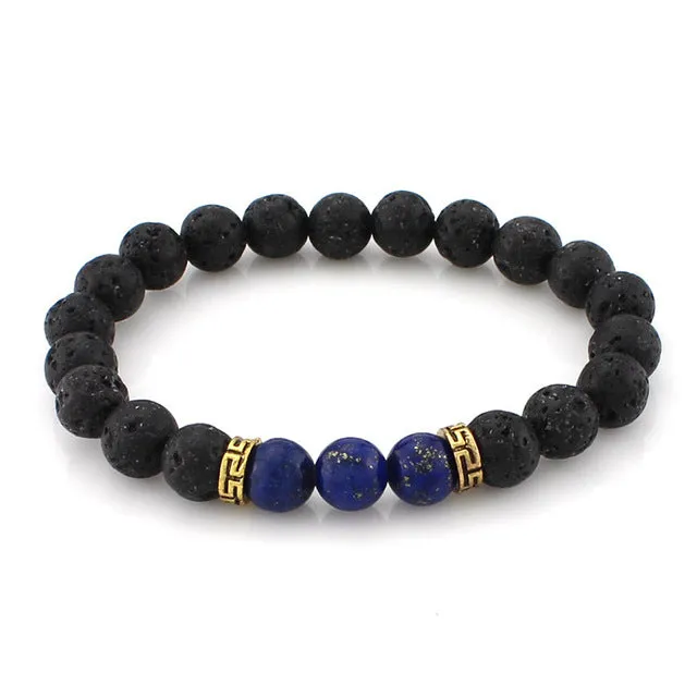 8mm Lava Stone Beaded Bracelet Bangle Imperial Beads Stretch Energy Yoga Jewelry Bracelets Women Men