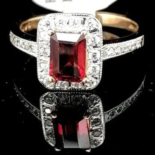 9ct Garnet and CZ Halo Ring