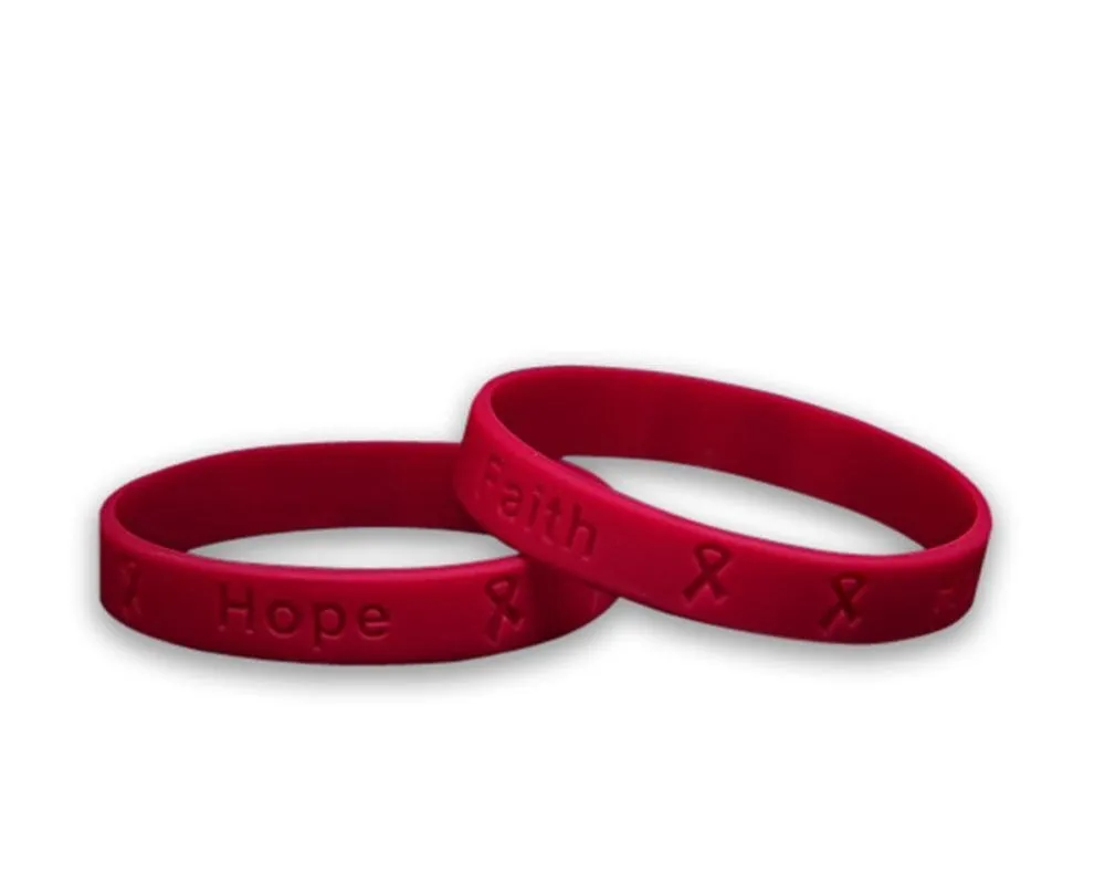 Adult Burgundy Awareness Silicone Bracelet Wristbands