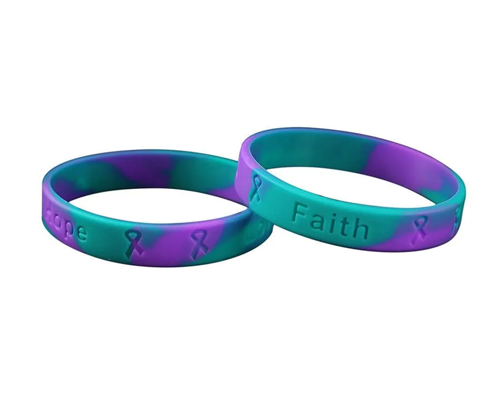 Adult Teal & Purple Silicone Bracelet Wristbands