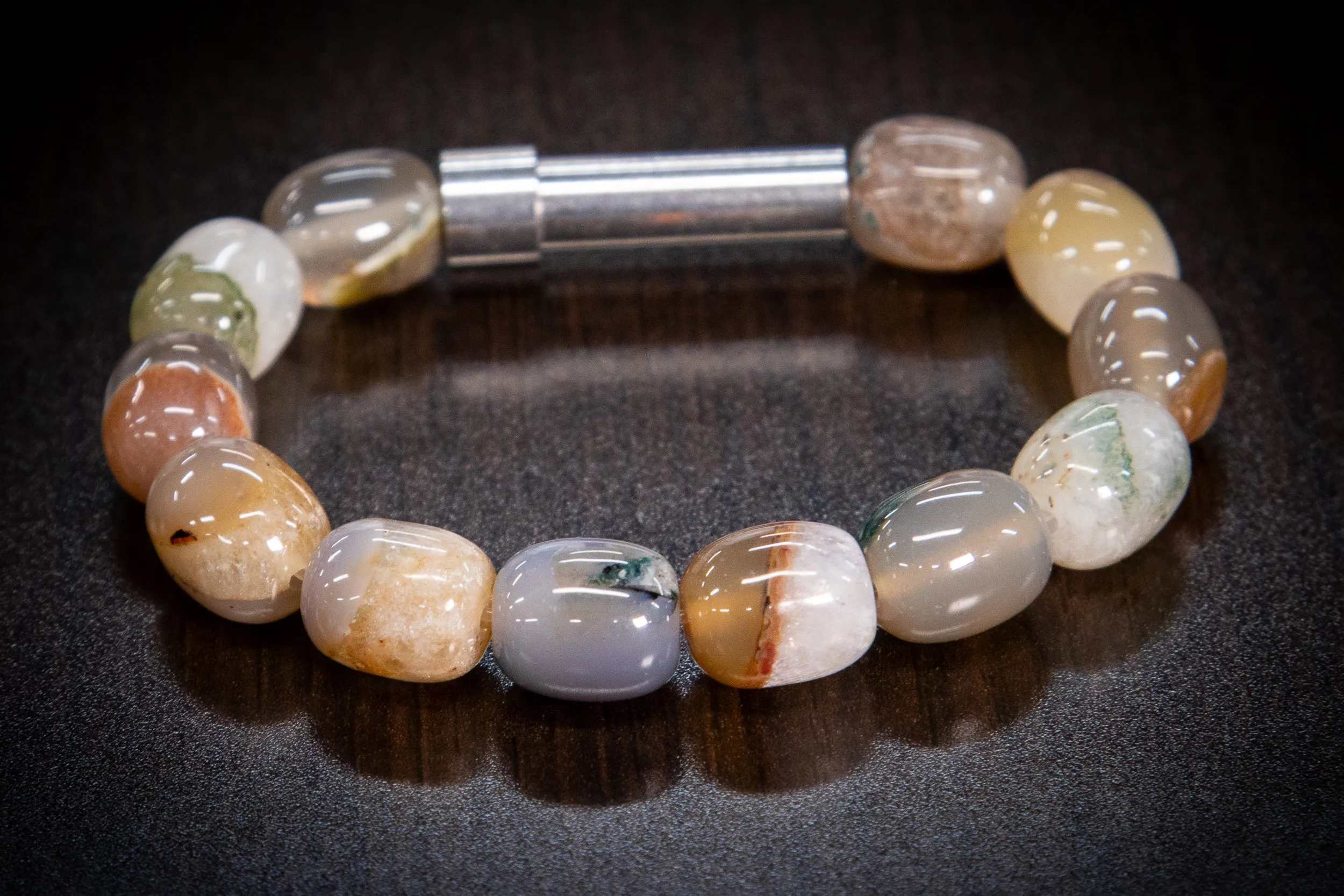 Agate Barrel Healing Bracelet for Hair Fur or Ash