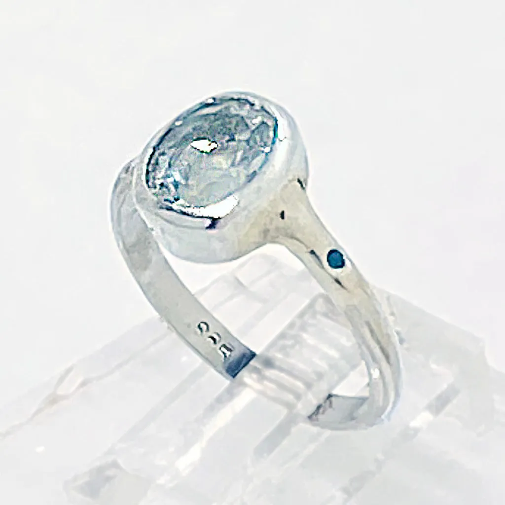 Aquamarine & Sapphires Ring (size 8 1/2)