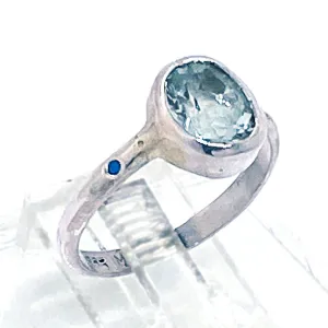 Aquamarine & Sapphires Ring (size 8 1/2)