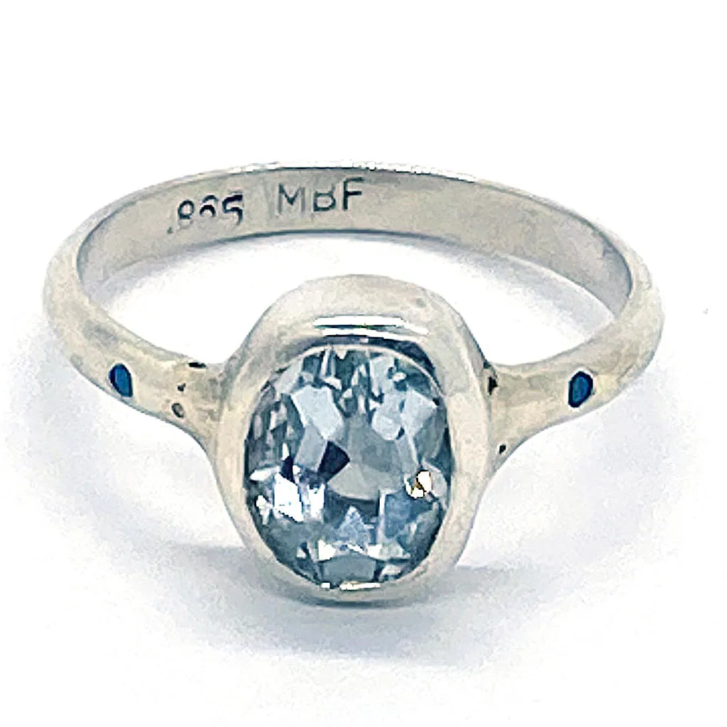 Aquamarine & Sapphires Ring (size 8 1/2)