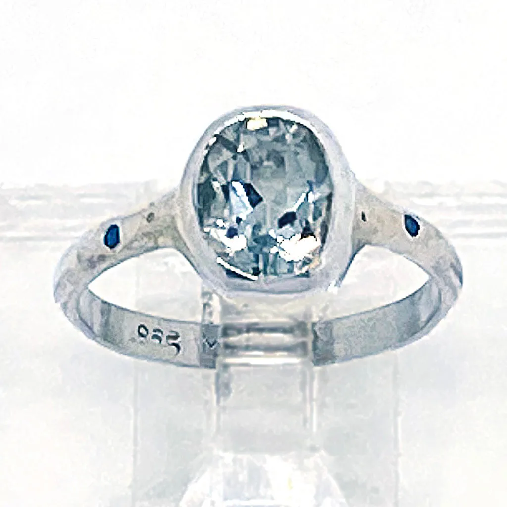 Aquamarine & Sapphires Ring (size 8 1/2)