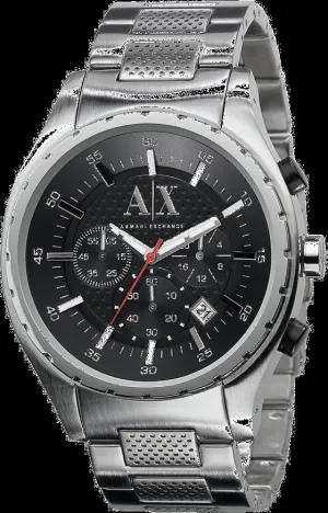 Armani Exchange Silver Chronograph Black Dial Men's Watch AX1057