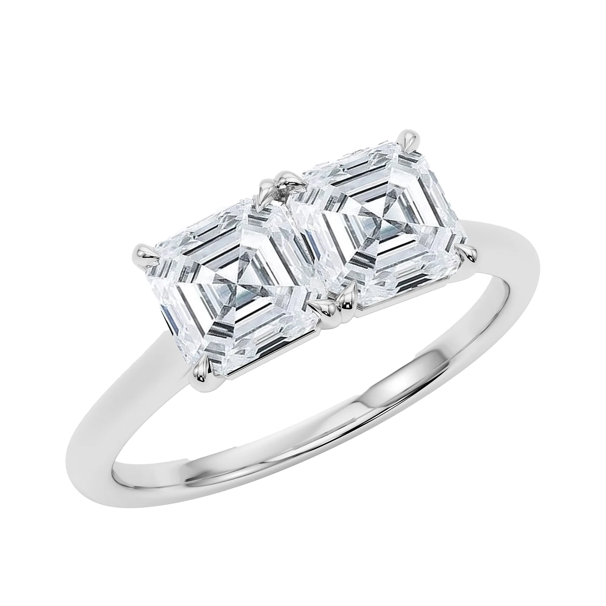 Asscher Twin Diamond Ring