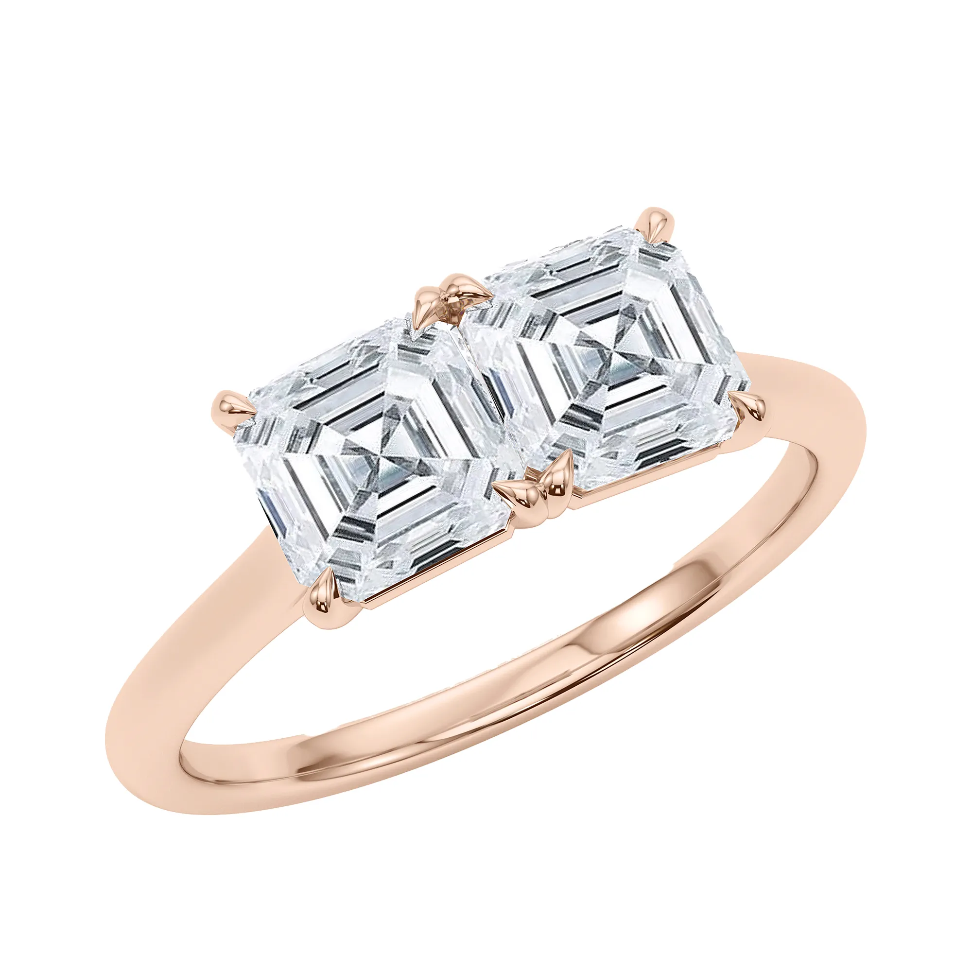 Asscher Twin Diamond Ring