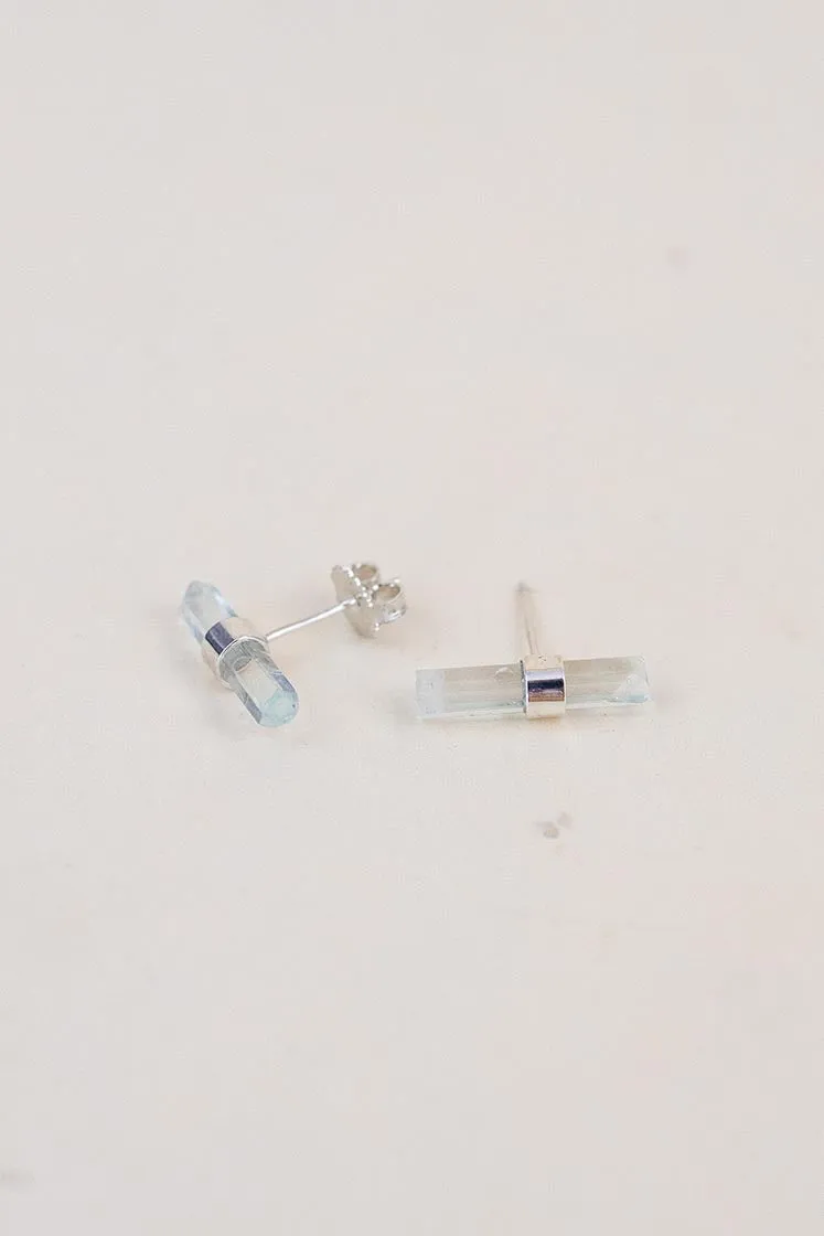 Banded Crystal Studs - Aquamarine