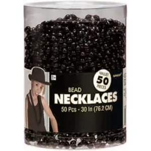 Black Bead Necklaces 50pk