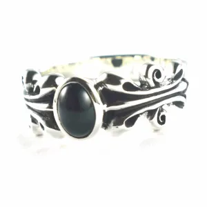 Black star stone silver ring