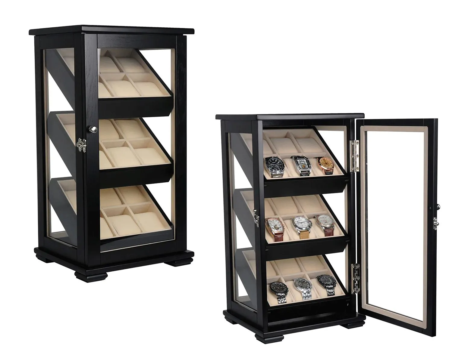 Black Wooden Watch Cabinet for 18 watches