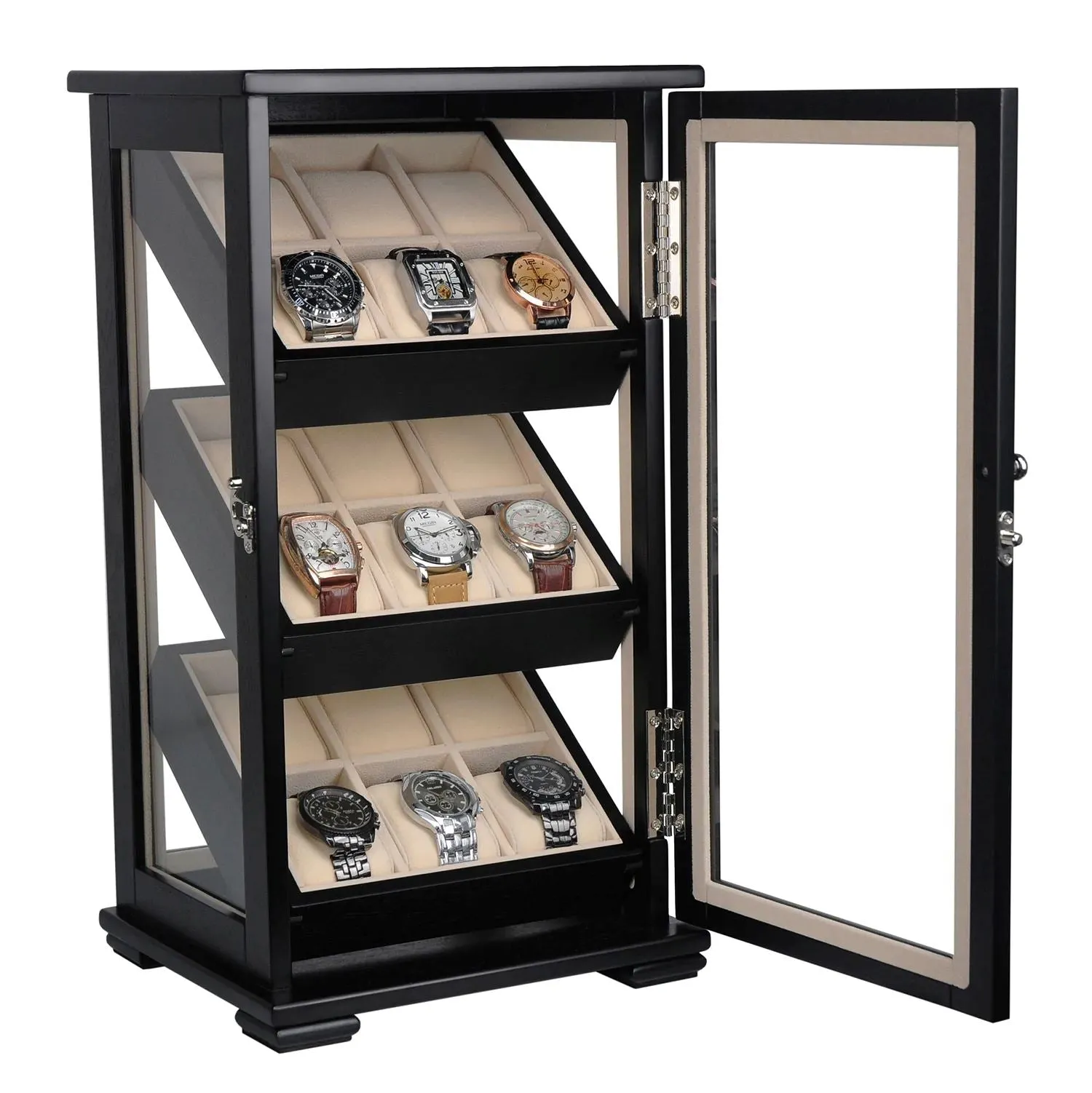 Black Wooden Watch Cabinet for 18 watches