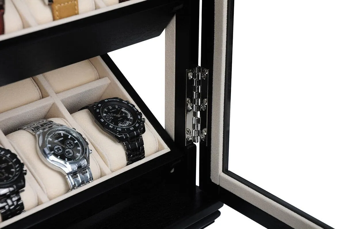 Black Wooden Watch Cabinet for 18 watches