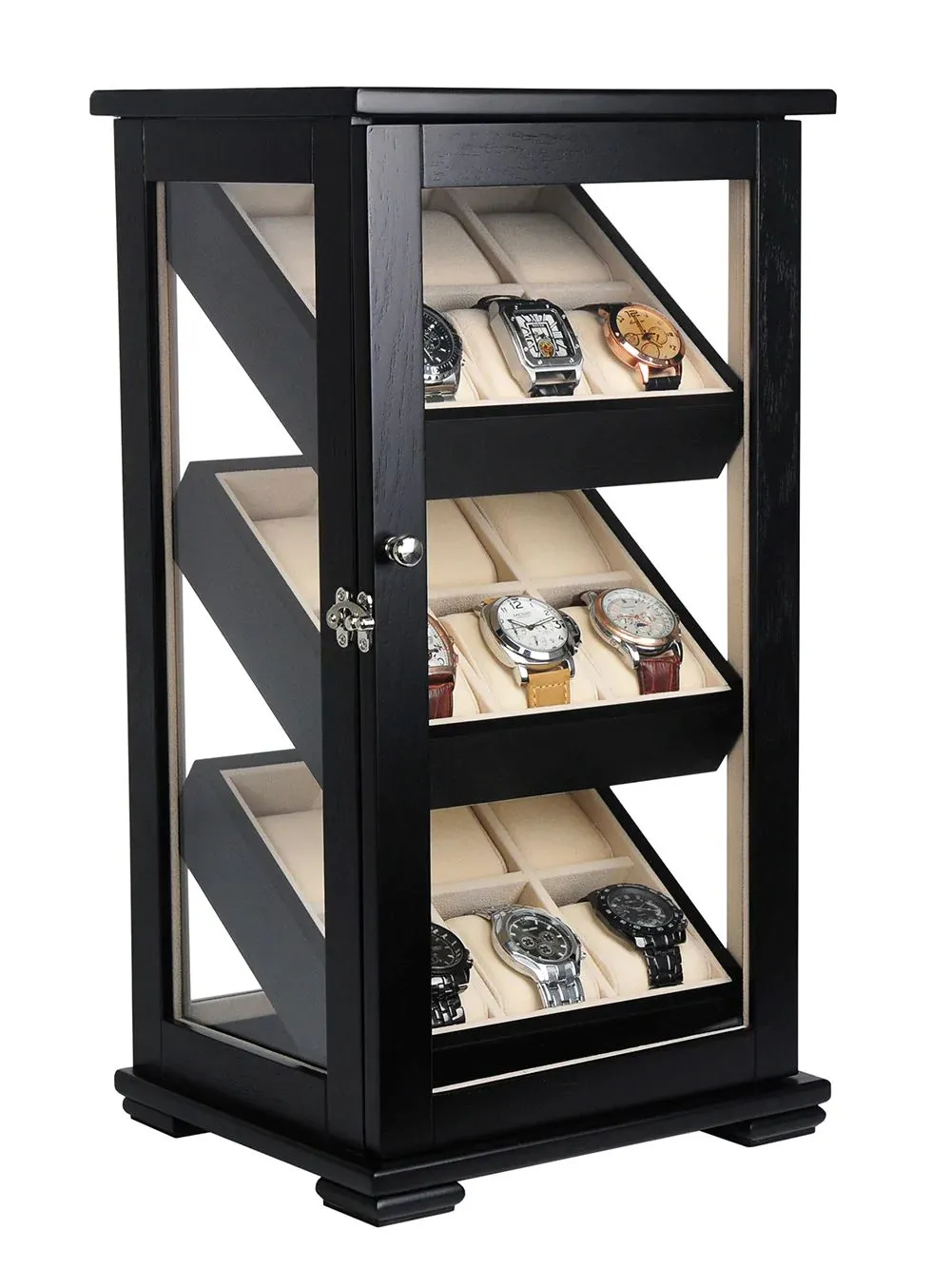 Black Wooden Watch Cabinet for 18 watches