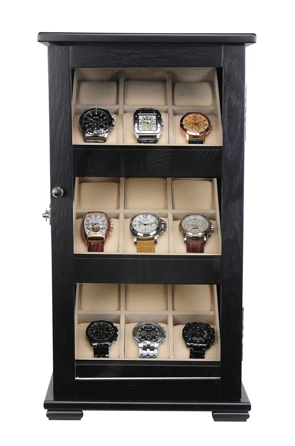 Black Wooden Watch Cabinet for 18 watches