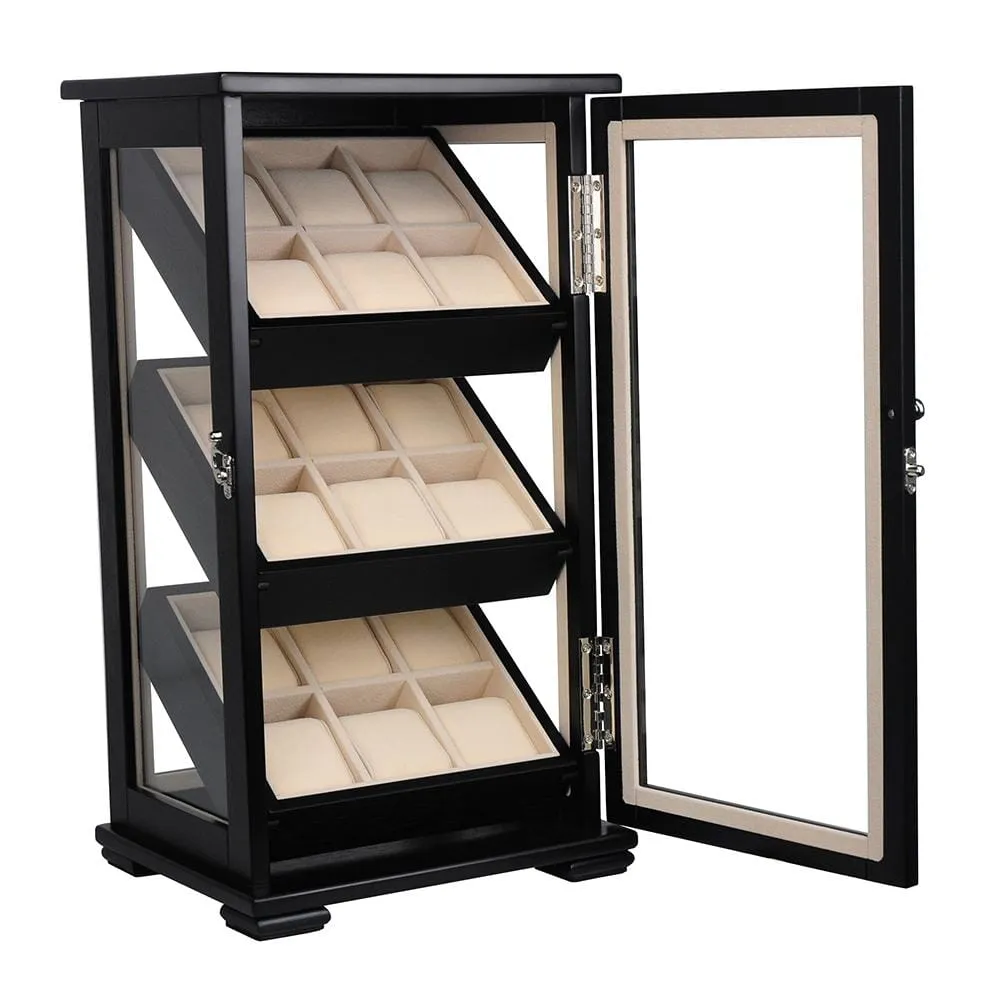 Black Wooden Watch Cabinet for 18 watches