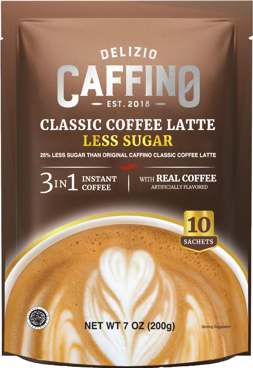 CAFFINO 3-IN-1 Classic Coffee Latte Less Sugar (10 Sachets/Bag) 三合一咖啡拿鐵少糖