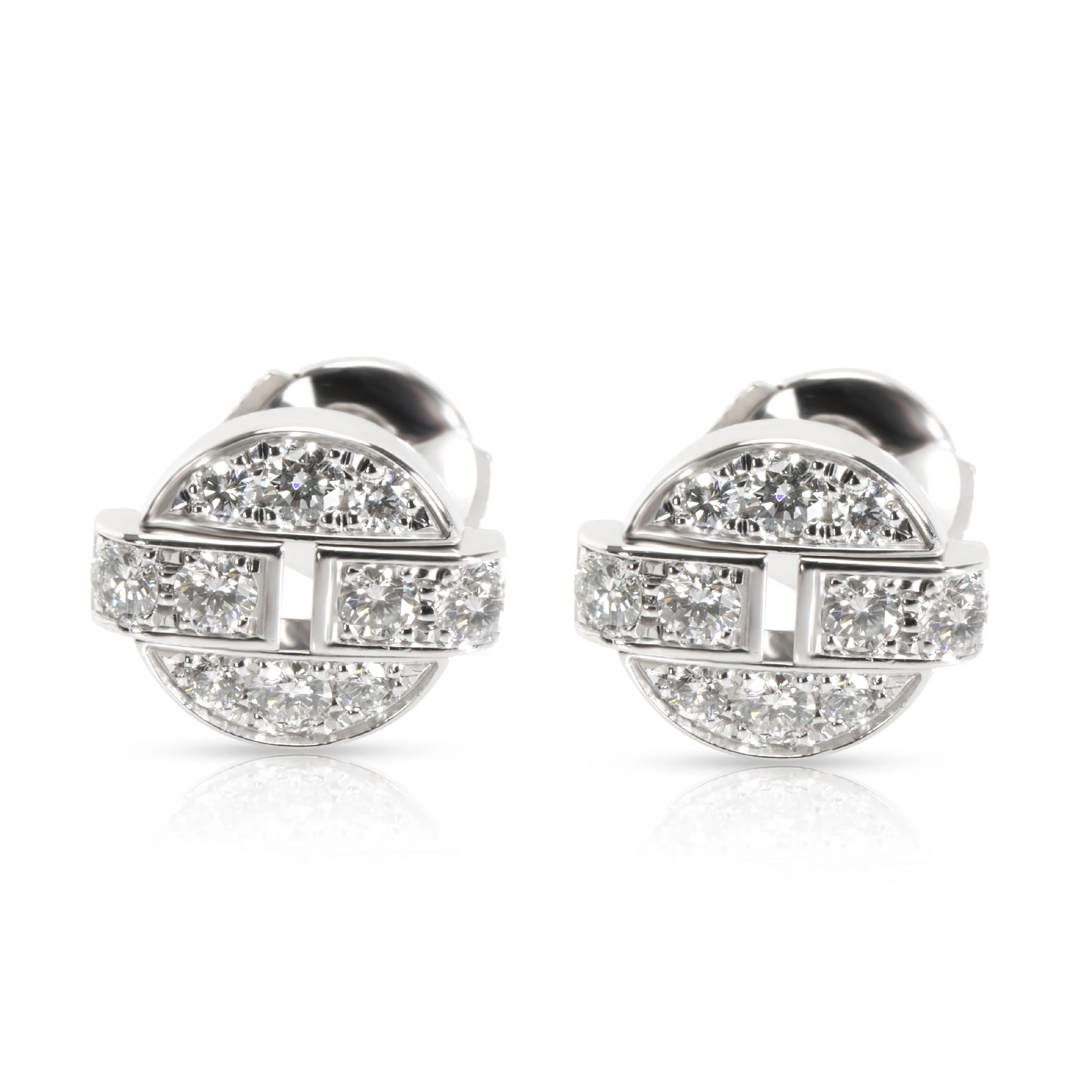 Cartier Himalia Diamond Stud Earring in  White Gold 1 CTW