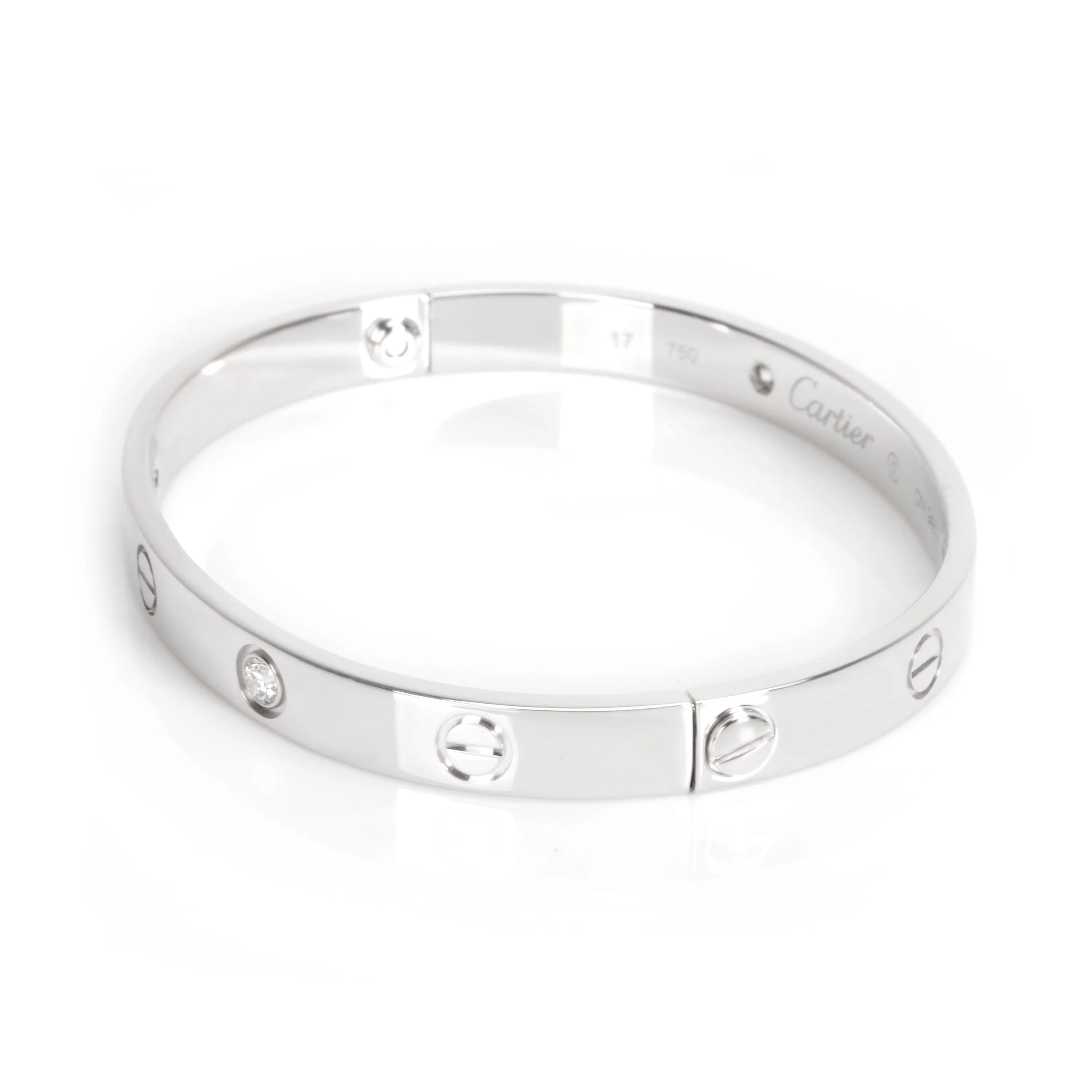 Cartier Love Diamond Bracelet in 18K White Gold (Size 17)