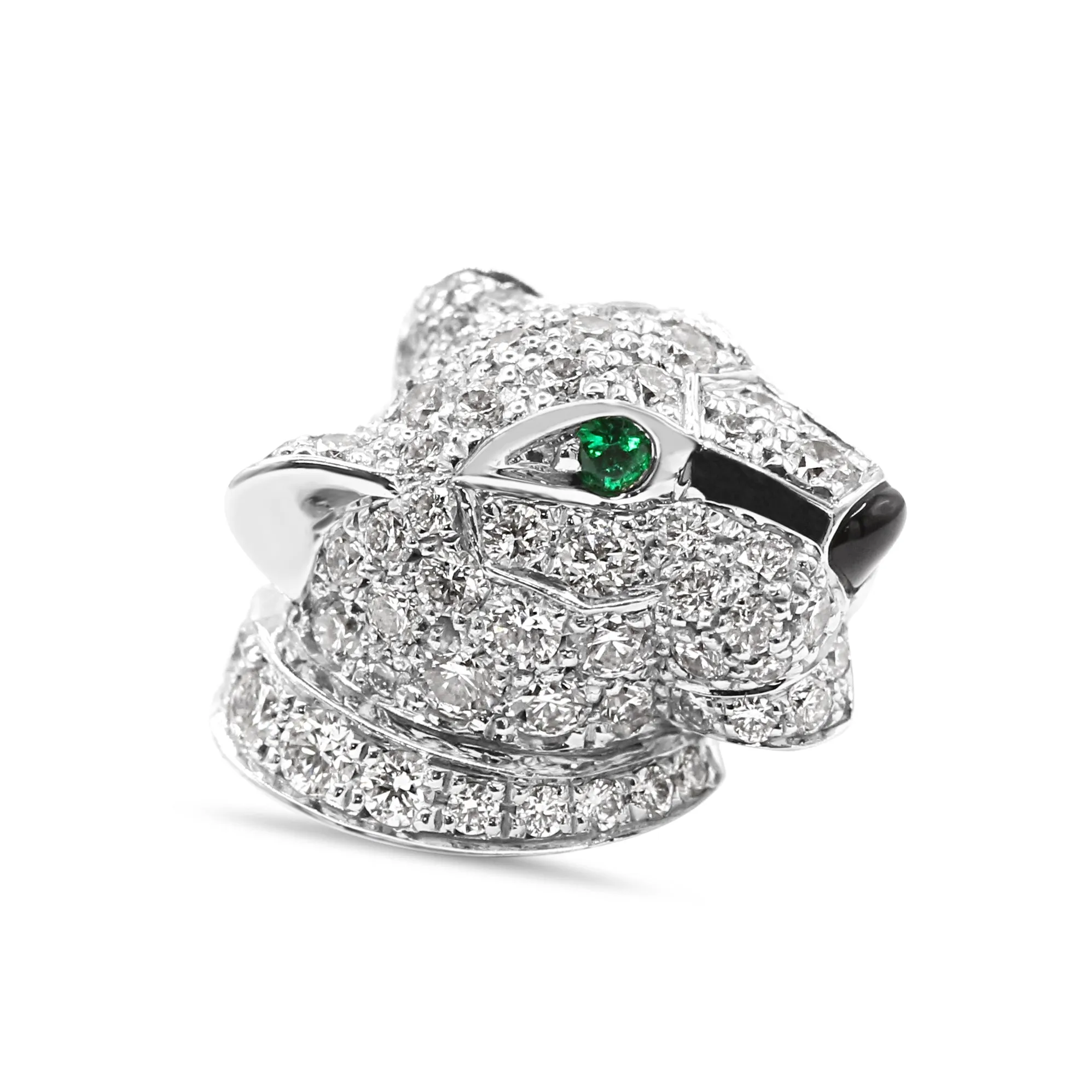 Cartier 'Panthere De Cartier' Diamond, Emerald & Onyx Earrings - 18ct White Gold