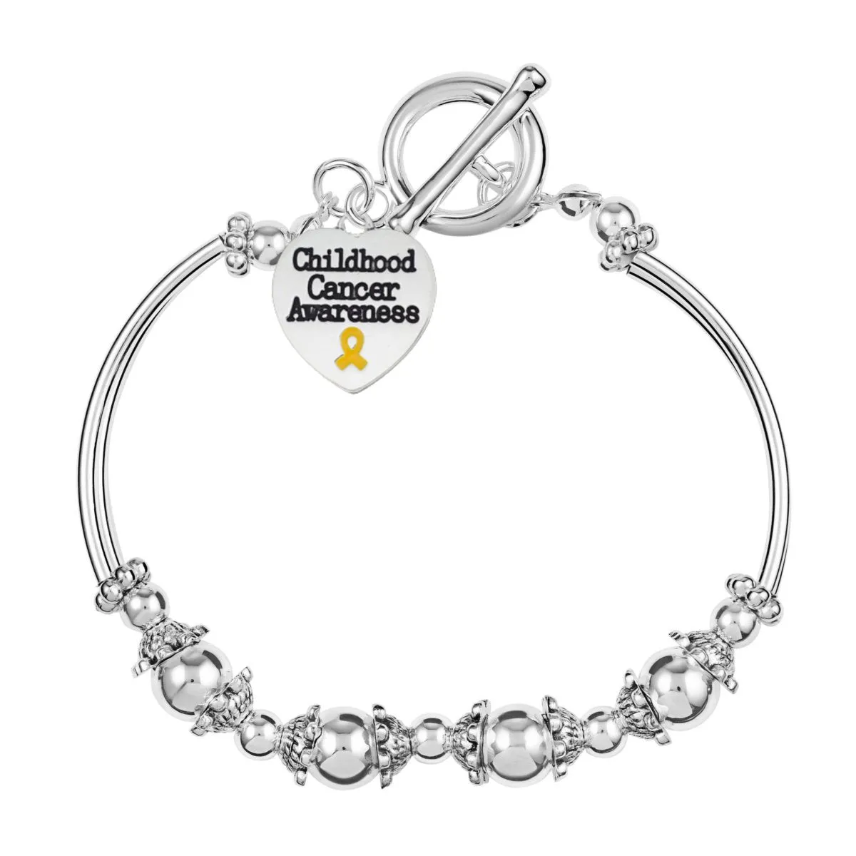 Childhood Cancer Awareness Heart Charm Partial Beaded Bracelets