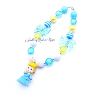 Cinderella Chunky Bead Bubblegum Necklace, Cinderella Bubblegum Necklace, Girls Jewelry