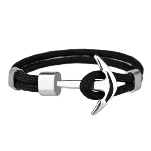 Classy Men Black Silver Anchor Bracelet