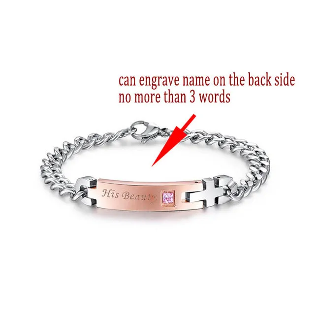 Drop Shipping Unique Gift for Lover Couple Bracelets Stainless Steel Bracelets For Women Men Jewelry Customized Named Bracelet