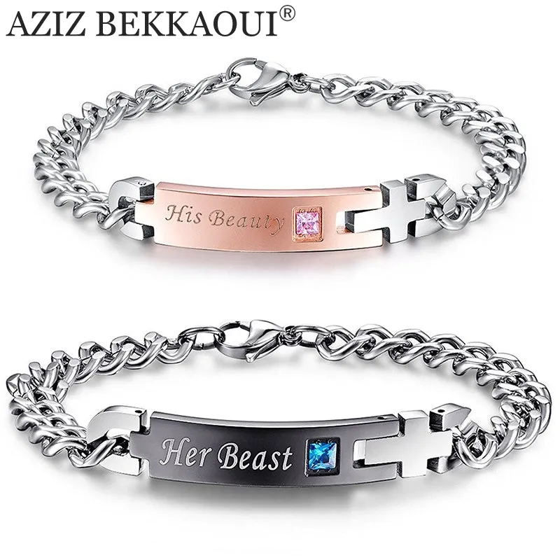 Drop Shipping Unique Gift for Lover Couple Bracelets Stainless Steel Bracelets For Women Men Jewelry Customized Named Bracelet