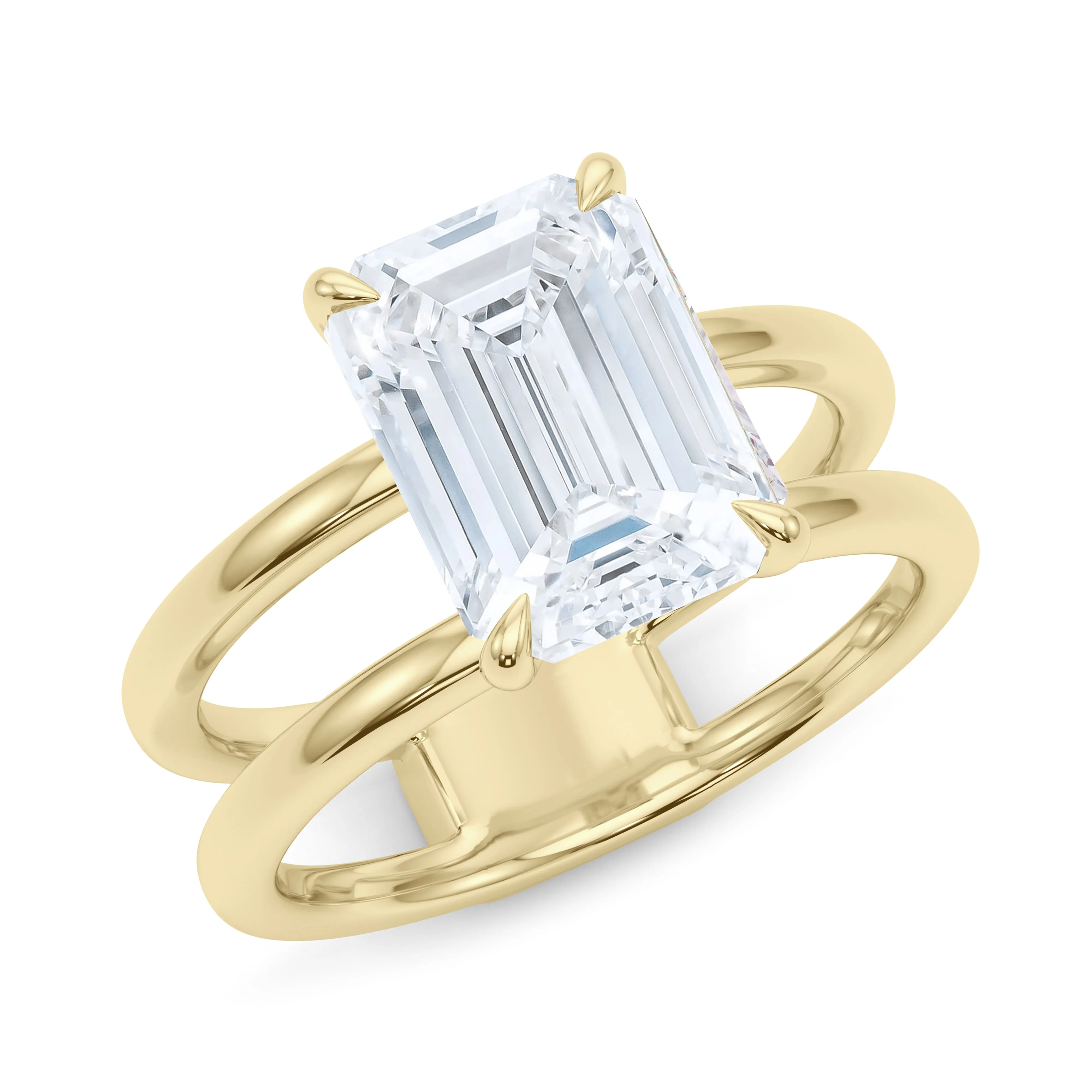 Emerald Cut Diamond Double Band Ring