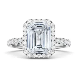 Emerald Cut Halo Pave Diamond Ring