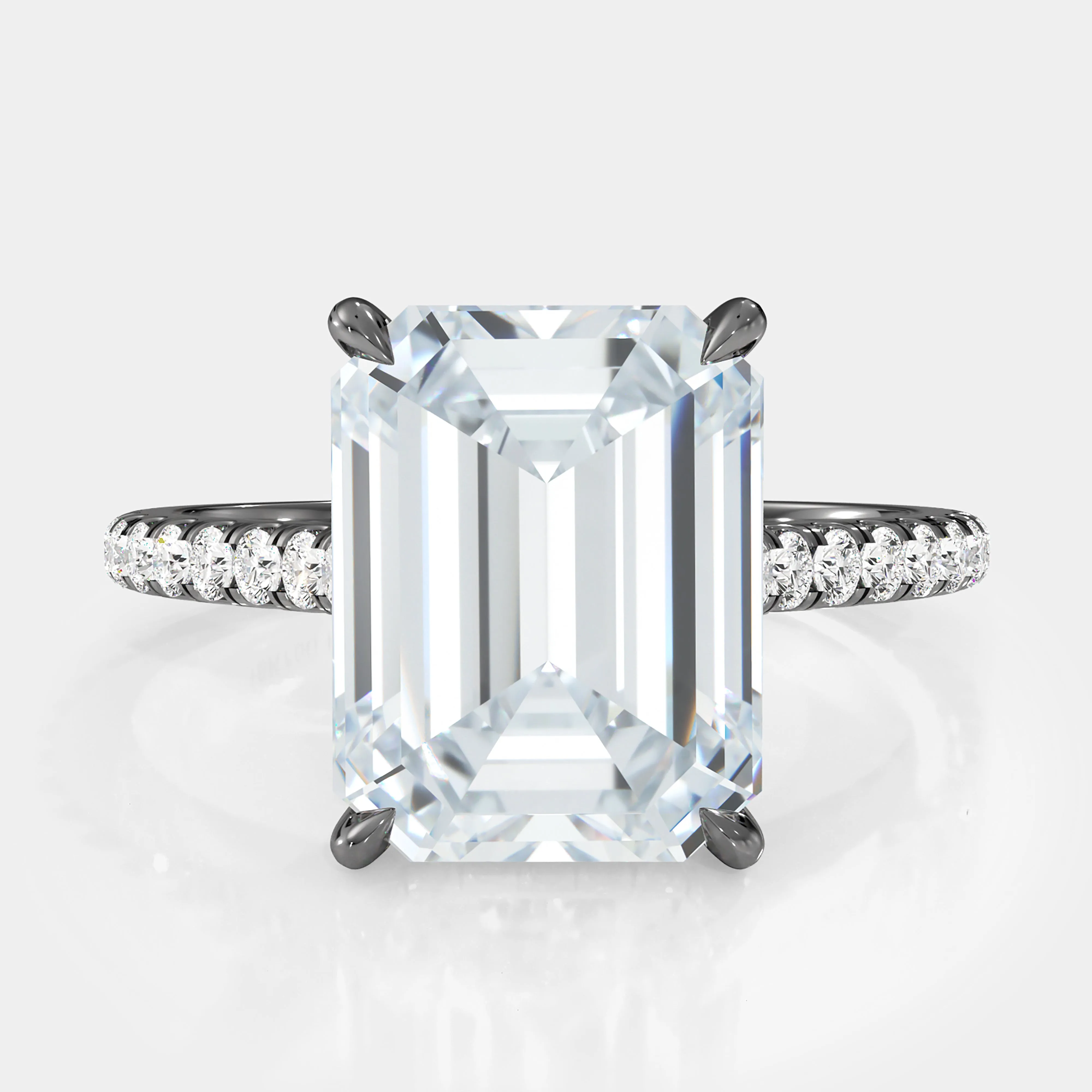 Emerald Cut Pave Diamond Ring