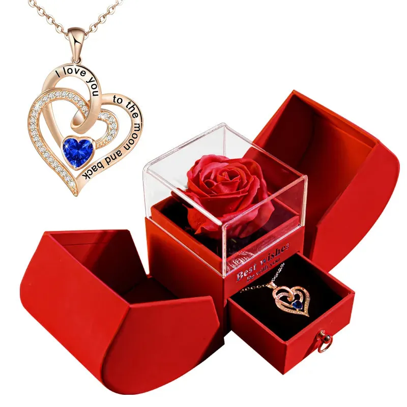 Eternal Rose Gift Box with Heart Necklace