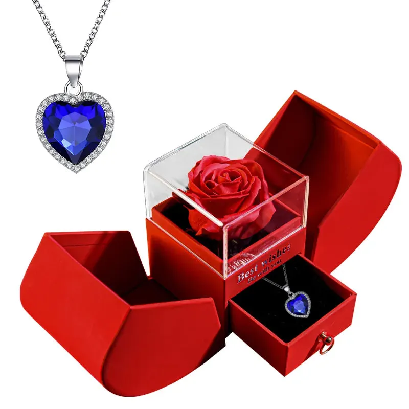 Eternal Rose Gift Box with Heart Necklace